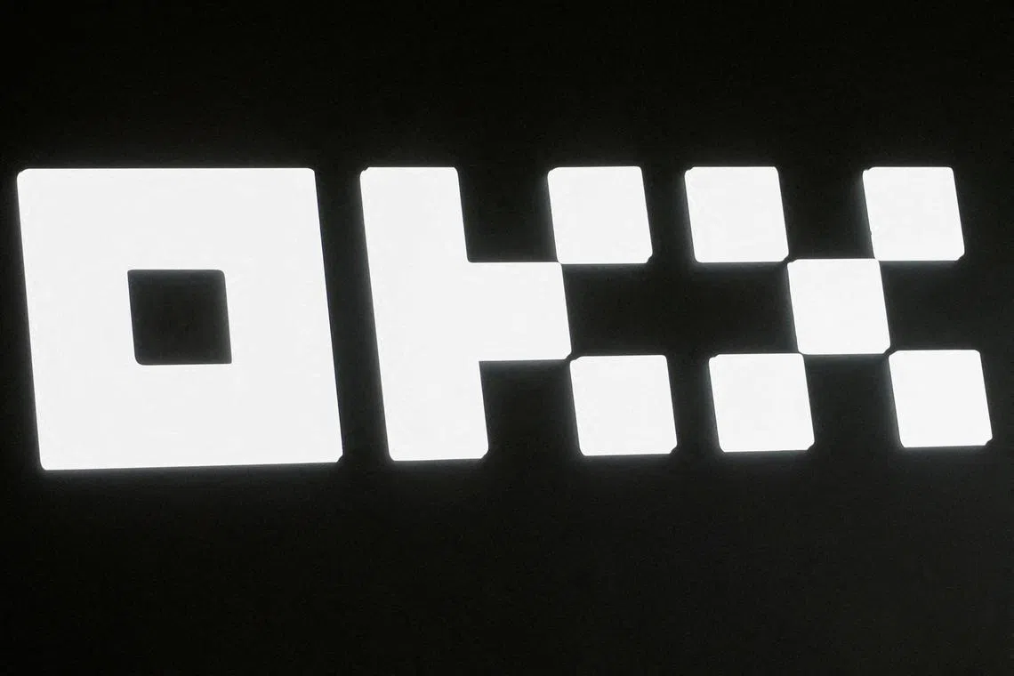 FILE PHOTO: The logo of OKX cryptocurrency exchange is seen at Hong Kong Web3 Festival, in Hong Kong, China April 13, 2023. REUTERS/Tyrone Siu/File Photo