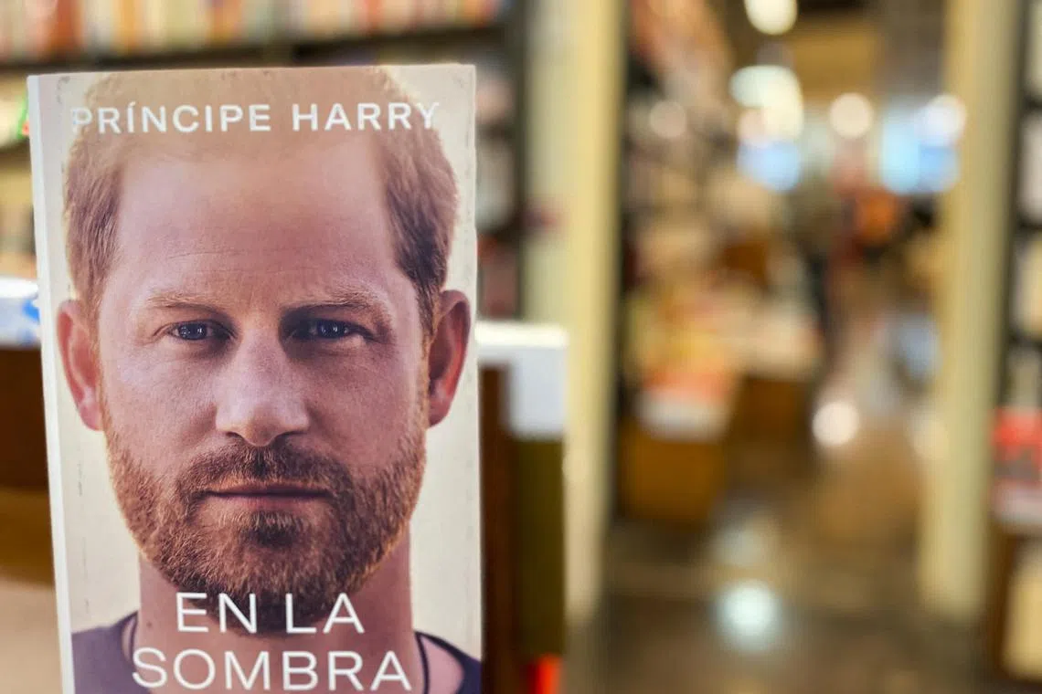 Britain's Prince Harry's book Spare is seen in a bookstore, before its official release date, in Barcelona, Spain on Jan 5, 2023.