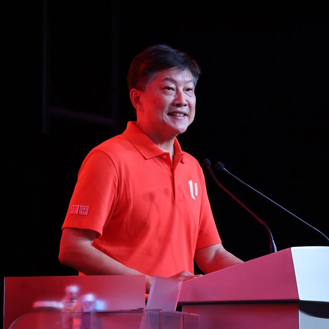 Labour chief Ng Chee Ming speaking at the May Day Rally 2025 at Downtown East on May 1.