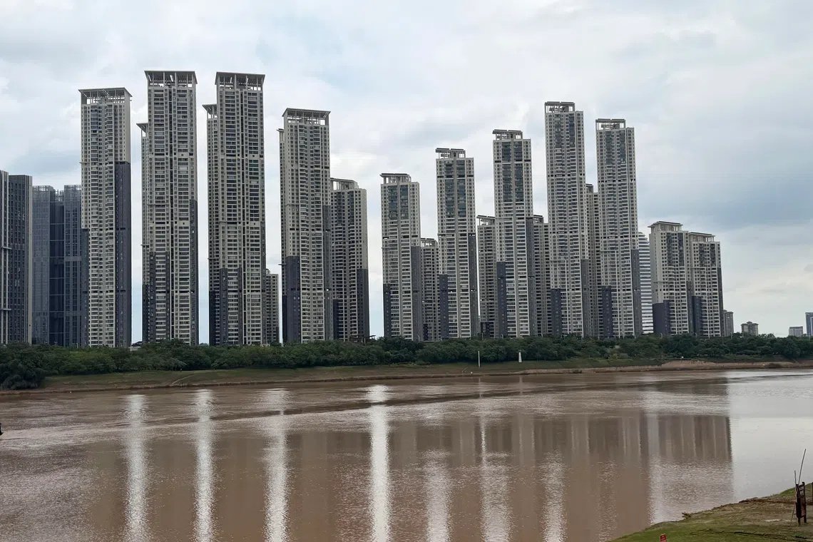 A view of Skyfame Byland, the Nanning condominium where some Singaporeans were given briefings of suspected pyramid schemes, overlooking Yong River.