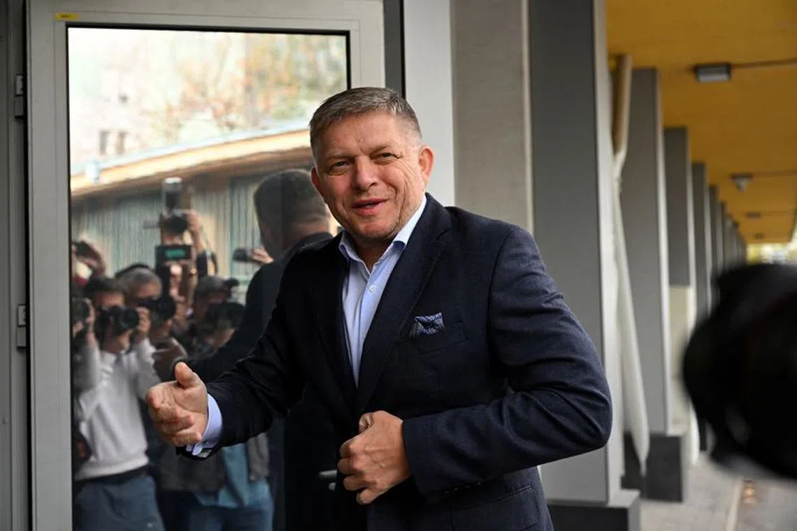 SMER-SSD party leader Robert Fico arrives to the party's headquarters after the country's early parliamentary elections, in Bratislava, Slovakia, October 1, 2023. REUTERS/Radovan Stoklasa