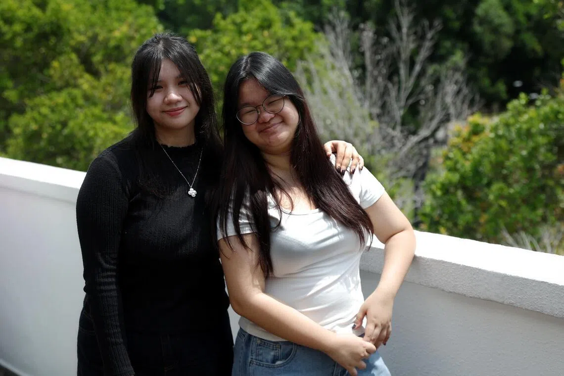 Little Wishes founder and Lasalle arts management student Loke Wai Yee (right), with partnerships co-lead and Temasek Polytechnic food science student Chloe Pek Jia En, at the inaugural Singapore Government Partnerships Office Community Exchange on July 4.