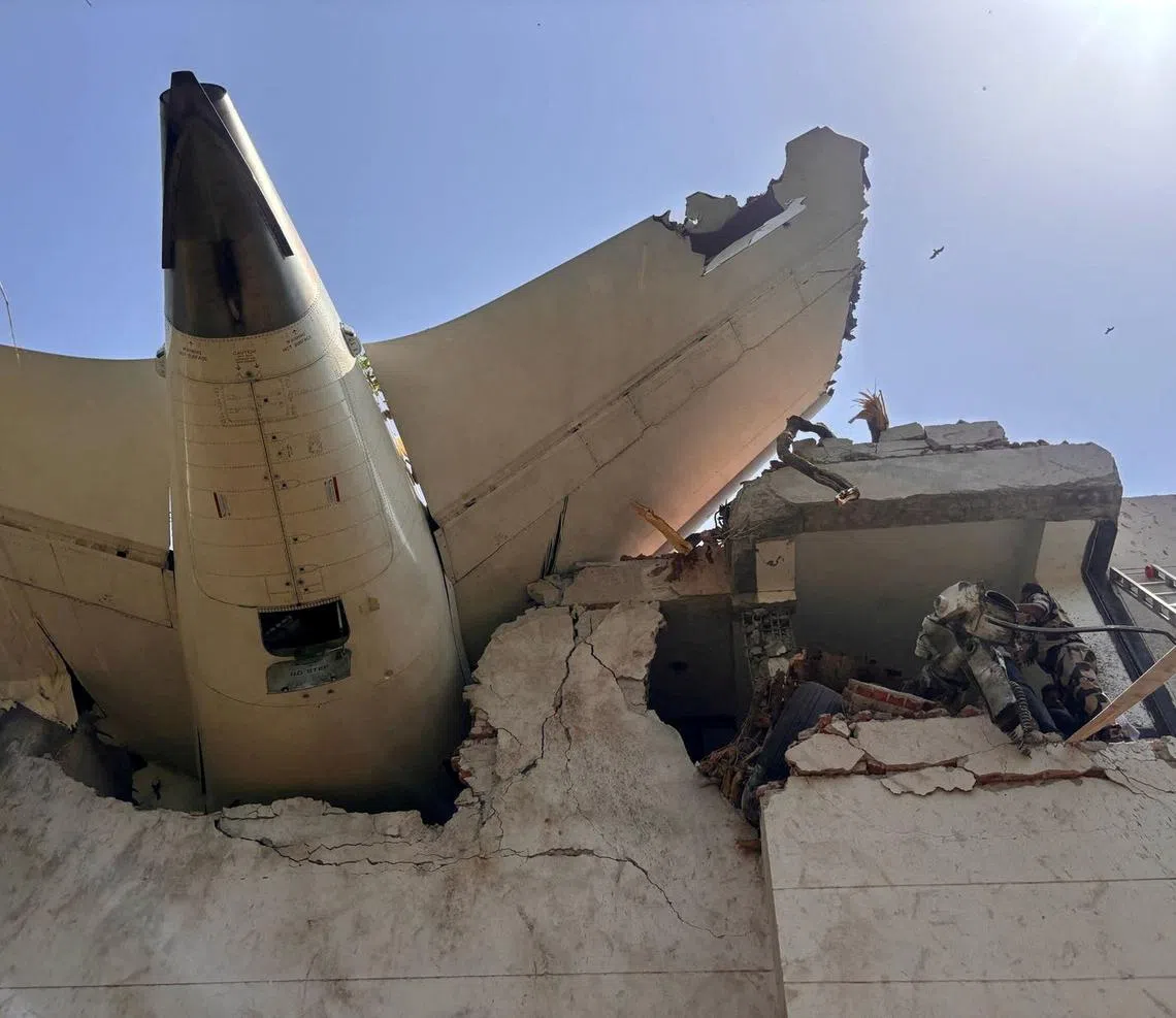 The rear of an Air India plane following its crash, in Ahmedabad, India, on June 12.
