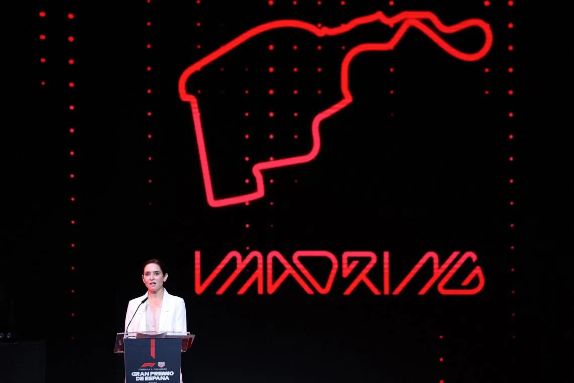 Formula One F1 - Madring F1 Circuit Official Unveiling Ceremony - Madring Circuit, Madrid, Spain - June 16, 2026 General view of the Madring Circuit as Community of Madrid president Isabel Diaz Ayuso speaks during the unveiling ceremony REUTERS/Violeta Santos Moura