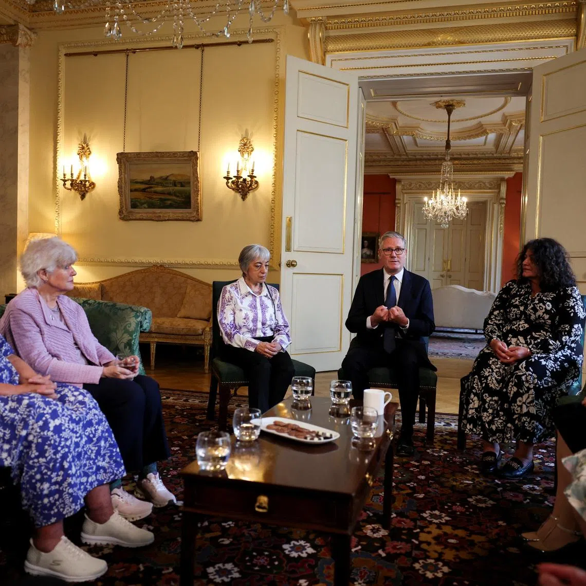British Prime Minister Keir Starmer meeting campaigners to discuss historical forced adoption at Downing Street on July 2.