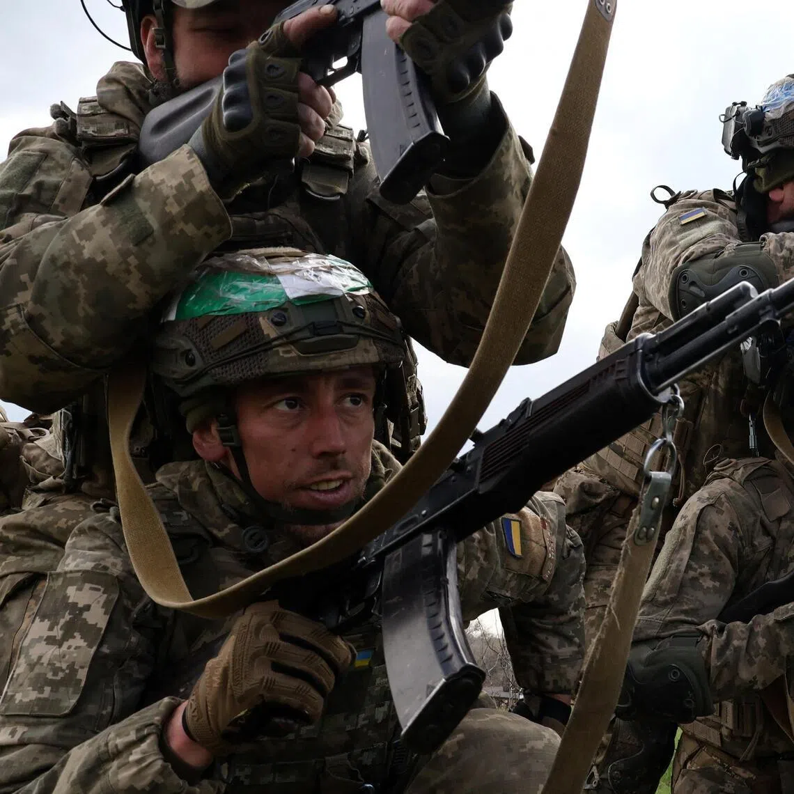 New recruits of the Ukrainian Armed Forces attending military training on April 8.
