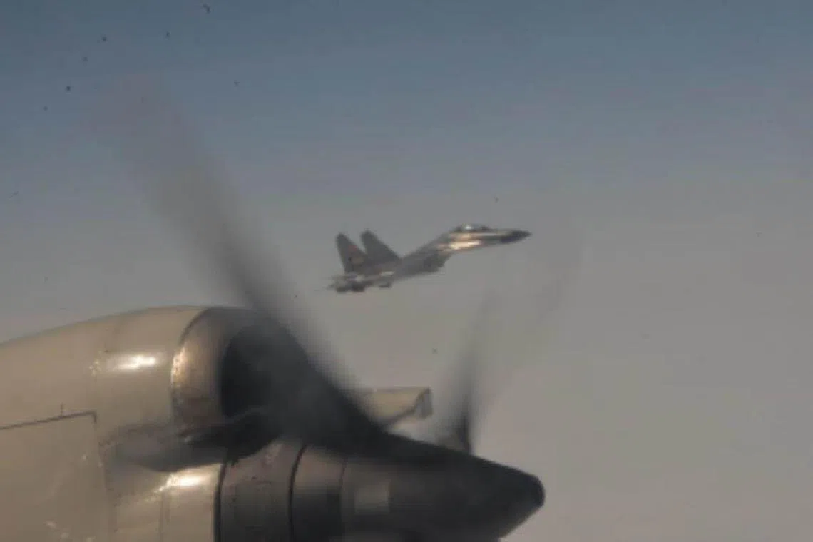 A Chinese fighter jet carries out  a coercive and risky intercept against a US plane.