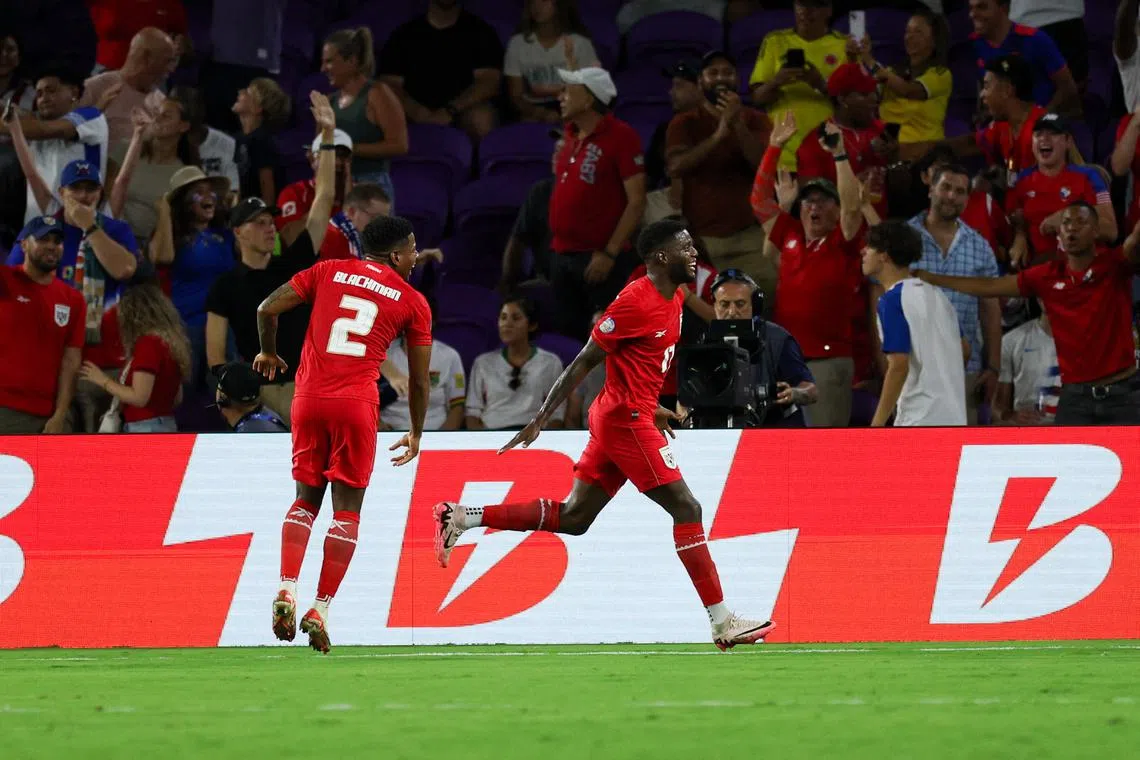 Jul 1, 2024; Orlando, FL, USA; Panama forward Jose Fajardo (17) celebrates after scoring a goal against Bolivia in the first half during a Copa America group stage match at Inter&CO Stadium. Mandatory Credit: Nathan Ray Seebeck-USA TODAY Sports