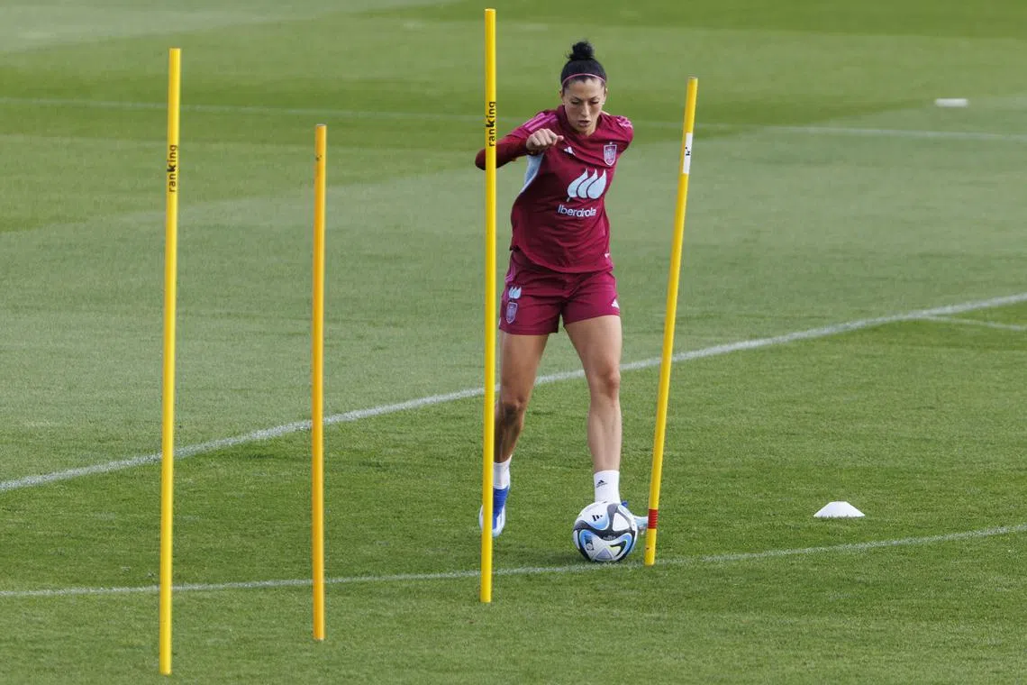 Spanish Women's soccer national team player Jenni Hermoso participates in a training session.