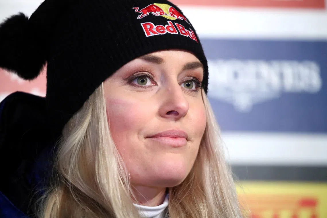 FILE PHOTO: Alpine Skiing - FIS Alpine World Ski Championships - Lindsey Vonn Press Conference - Are, Sweden - February 5, 2019  Lindsey Vonn of the U.S. during a press conference  REUTERS/Denis Balibouse/File Photo