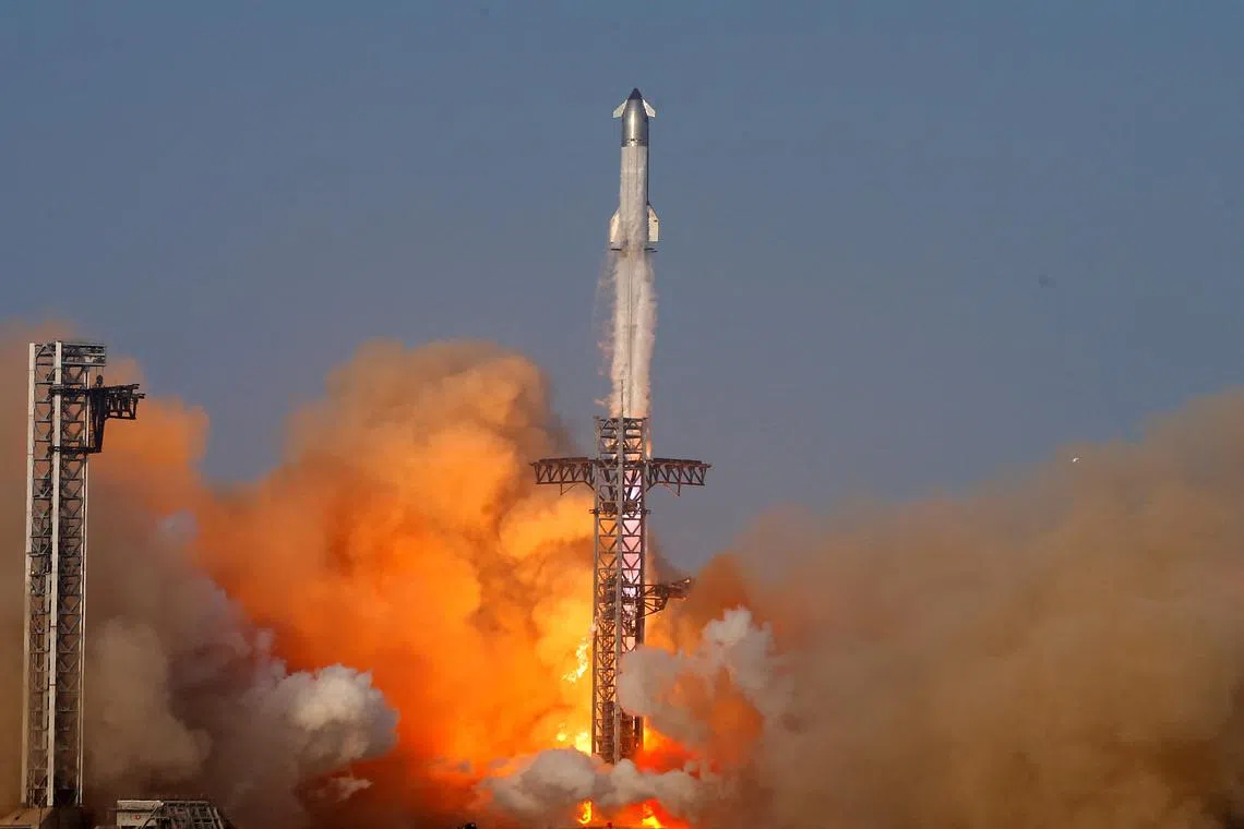 The biggest and most powerful launch vehicle ever built lifted off around 6.36 pm (Singapore time 7.36am) from the company’s Starbase facility on May 27.