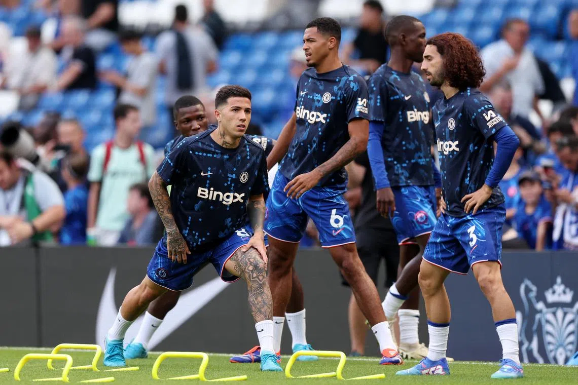 Chelsea twice smashed the British transfer in little more than six months for Enzo Fernandez (left) and Moises Caicedo in 2023 yet the two midfielders are yet to gel.
