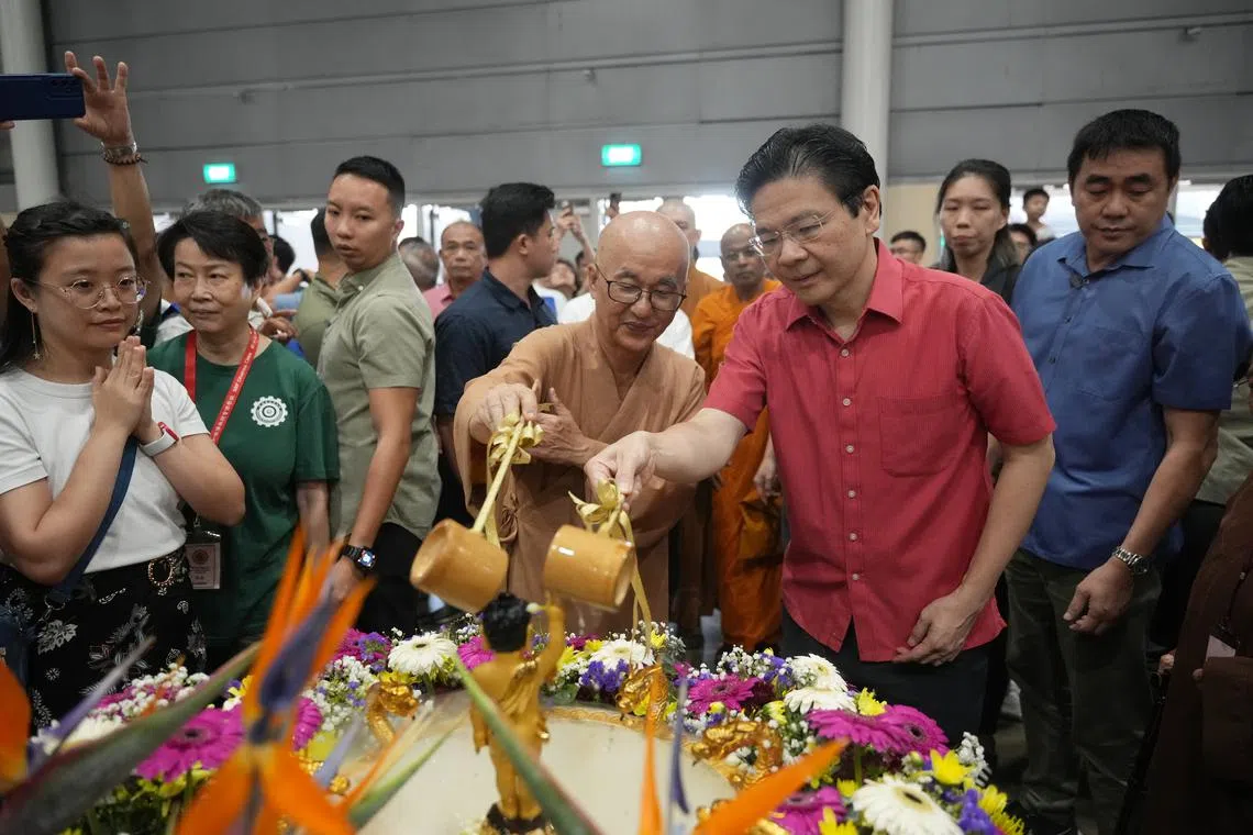 Prime Minister Lawrence Wong at the event organised by the Singapore Buddhist Federation at the Singapore Expo on May 4.