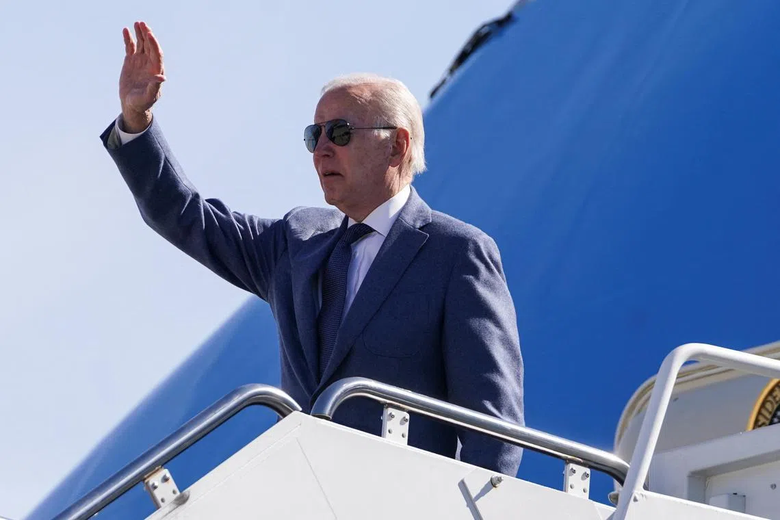 US President Joe Biden boards Air Force One for his flight to Ireland.