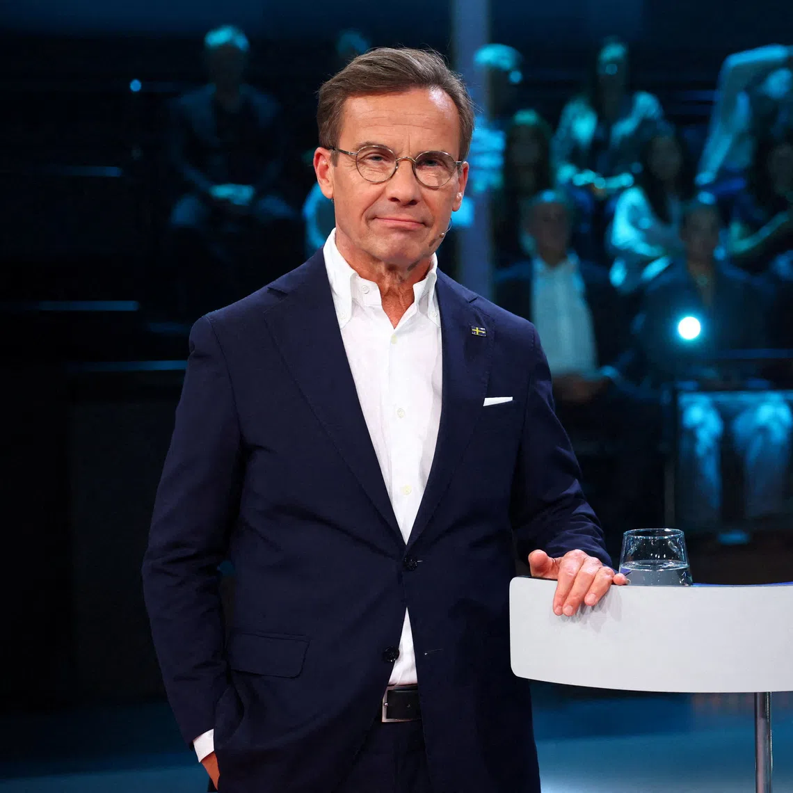Incumbent Prime Minister Ulf Kristersson poses before a TV debate on the eve of the general election, on Sept 12, in Stockholm, Sweden.