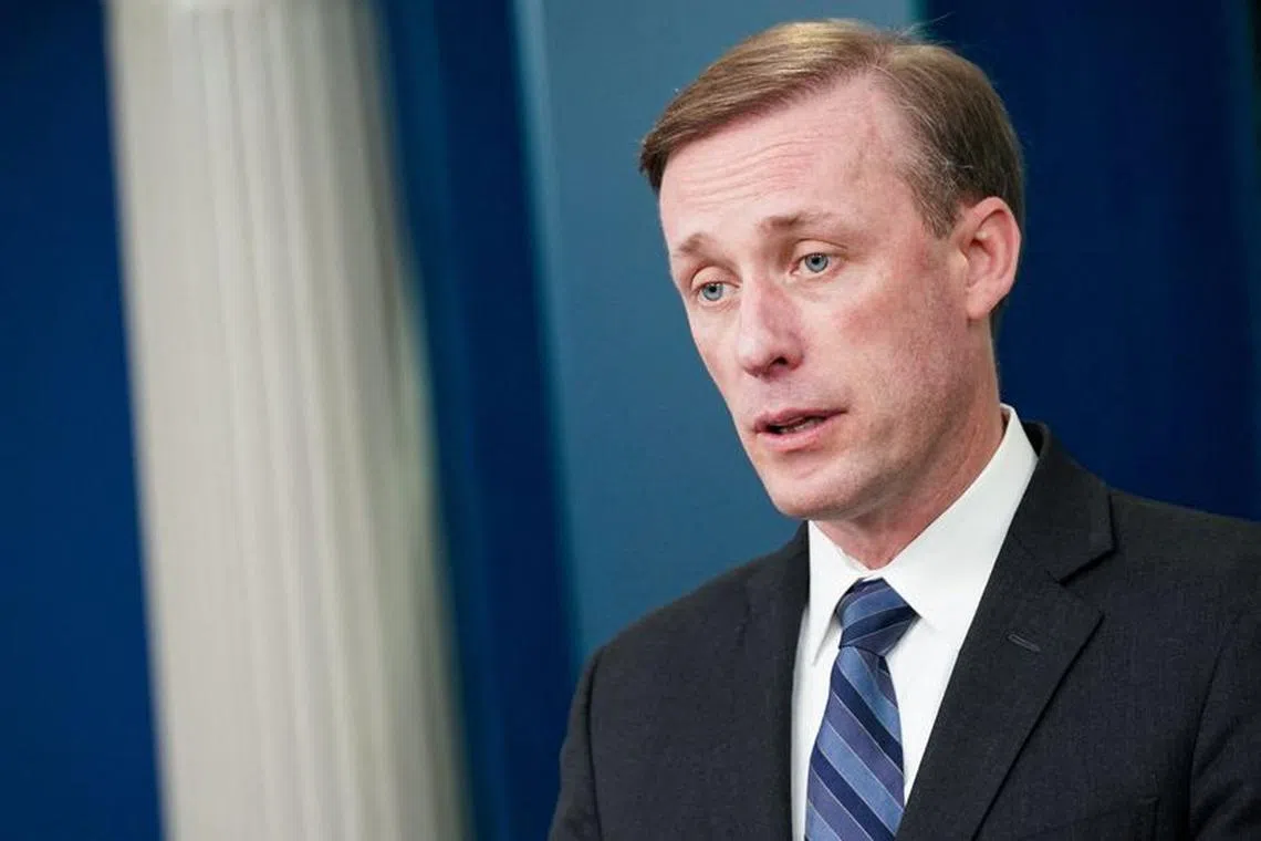 FILE PHOTO: White House National Security Advisor Jake Sullivan speaks during a press briefing at the White House in Washington, D.C., U.S., September 15, 2023. REUTERS/Sarah Silbiger/File Photo