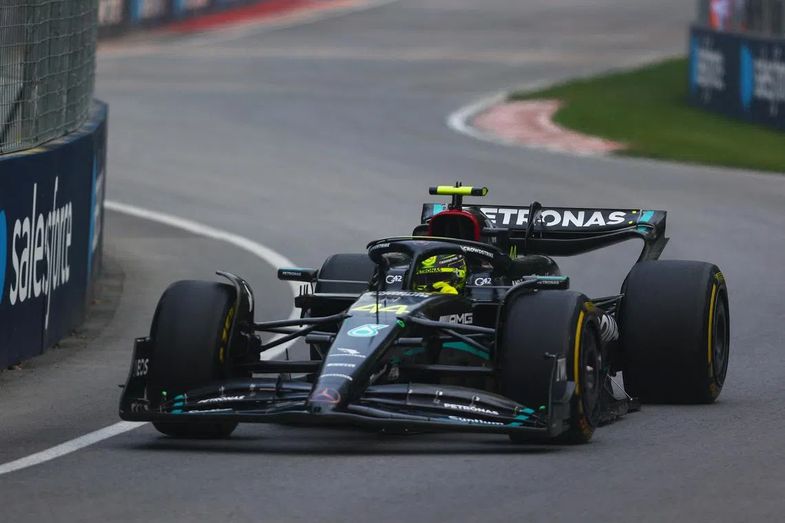 Mercedes' Lewis Hamilton in action during the practice session.