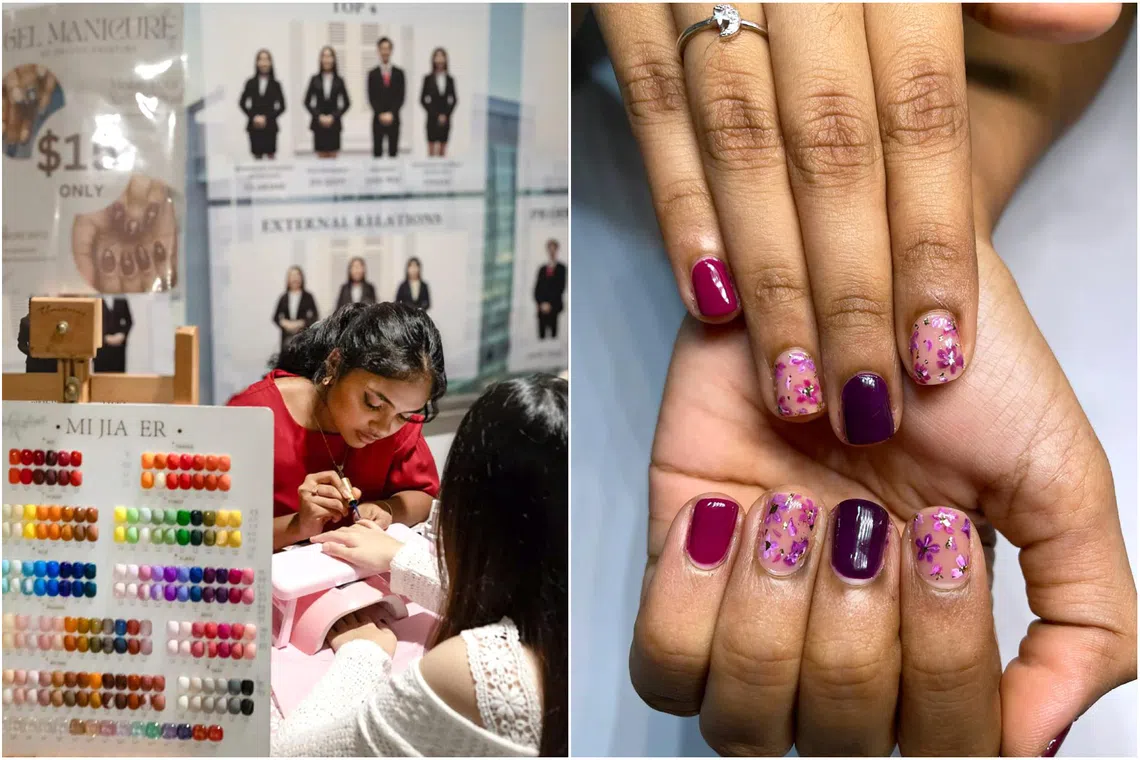 (From left) Priyadharshini Nedumaran of pritty.pristine is offering gel nails and extensions at the pop-up, Gel nails by pritty.pristine, which offers manicures at this year’s pop-up.