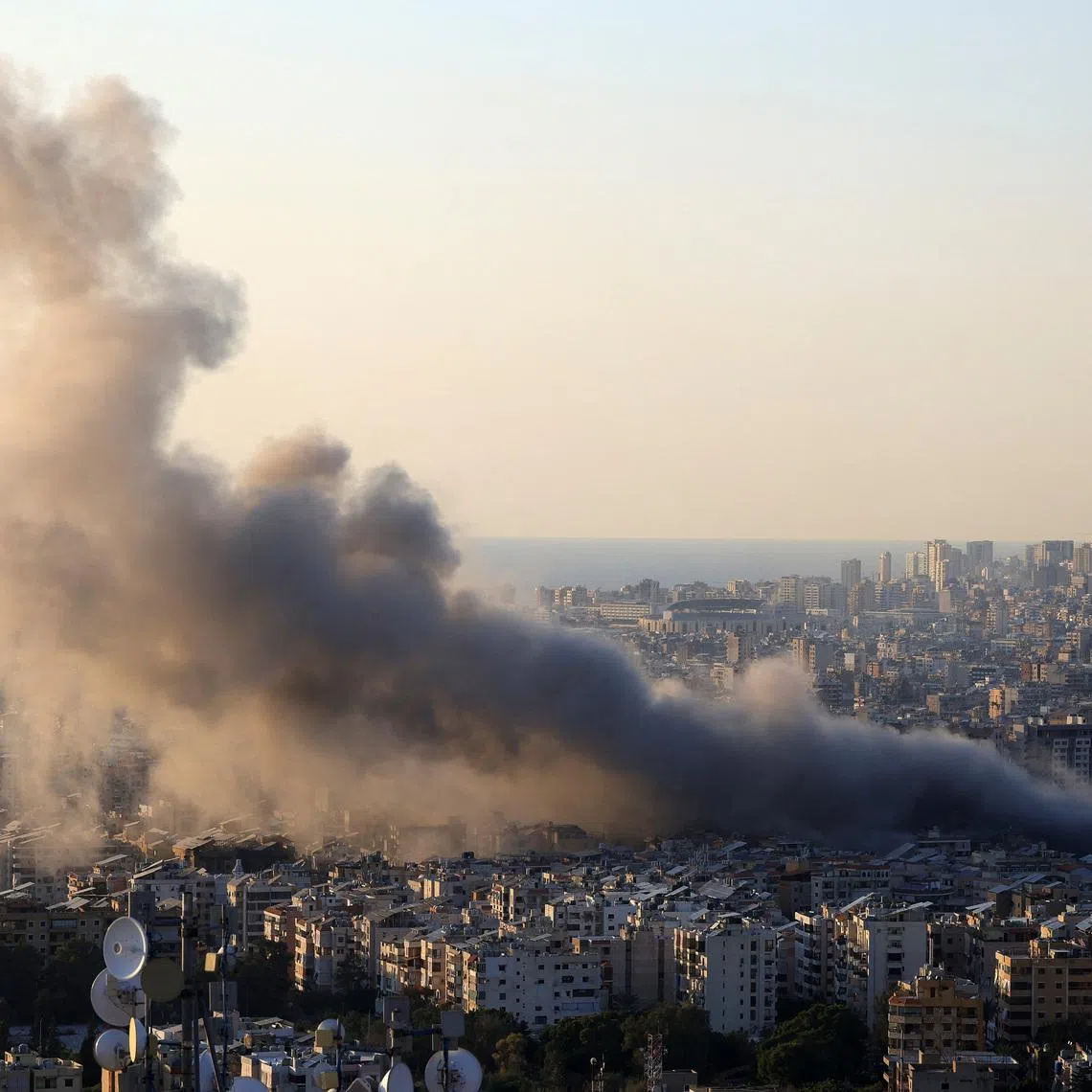 Smoke rises after an Israeli strike on Beirut's southern suburbs, following an escalation between Hezbollah and Israel amid the U.S.-Israeli conflict with Iran, Lebanon, March 10, 2026. REUTERS/Mohamed Azakir