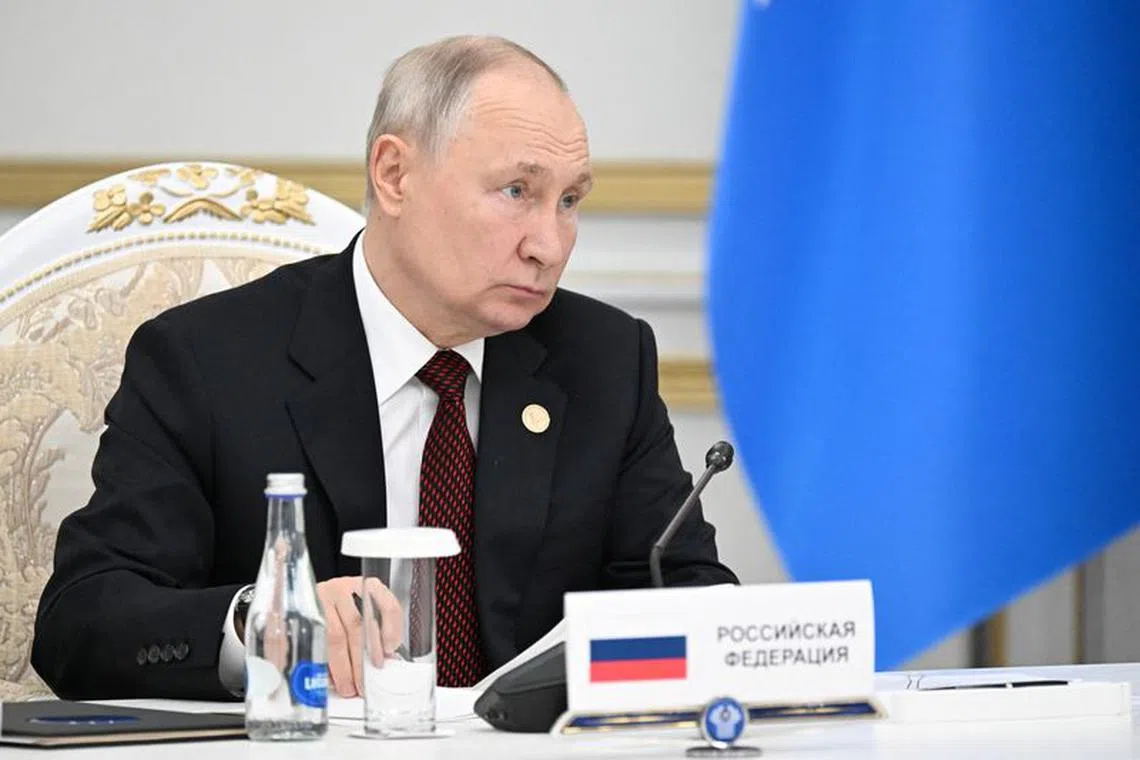 Russian President Vladimir Putin attends the Commonwealth of Independent States (CIS) leaders' summit in Bishkek, Kyrgyzstan, October 13, 2023. Sputnik/Pavel Bednyakov/Pool via REUTERS