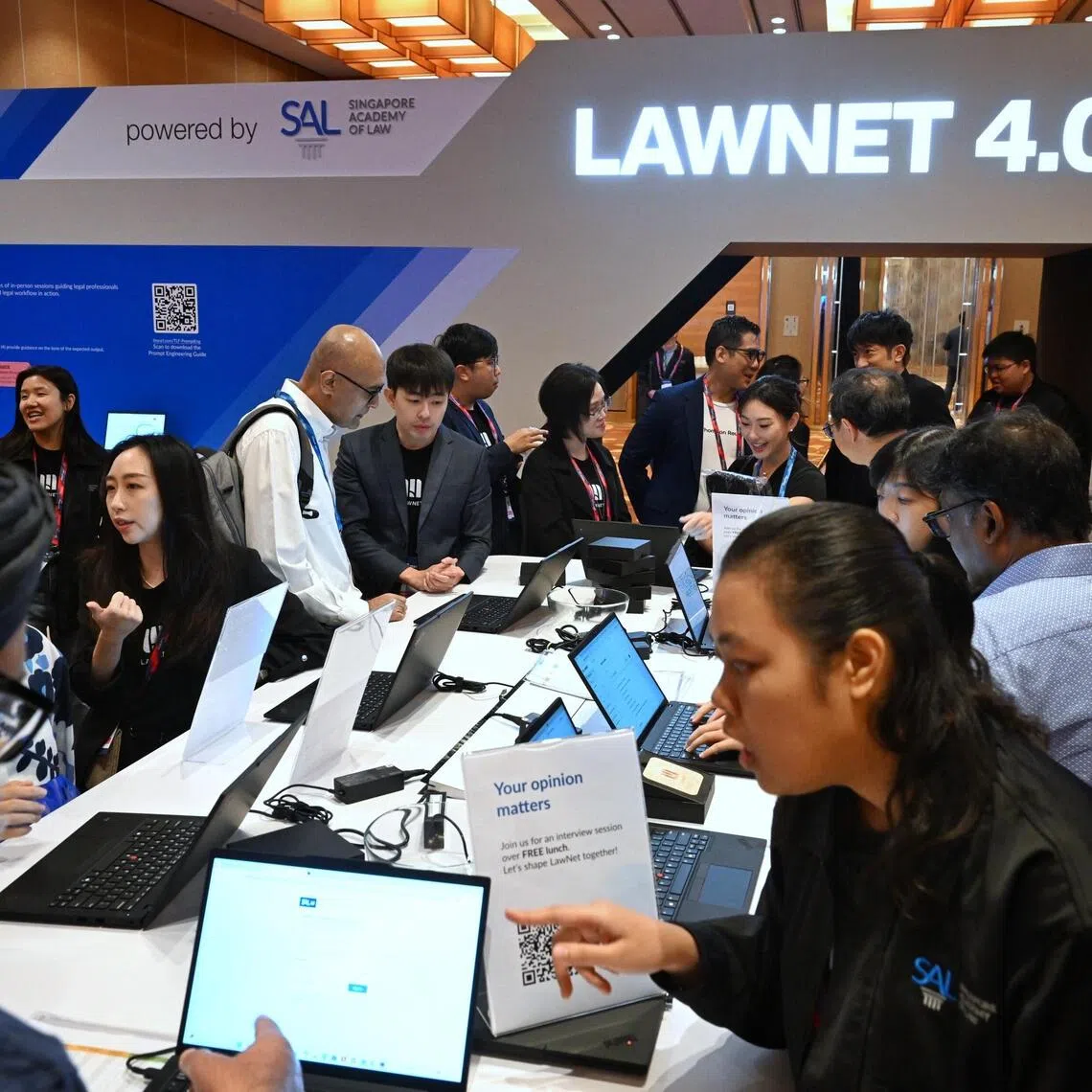 Generic photo of participants visiting the exhibition booths at the TechLaw.Fest on Sept 11, 2025.