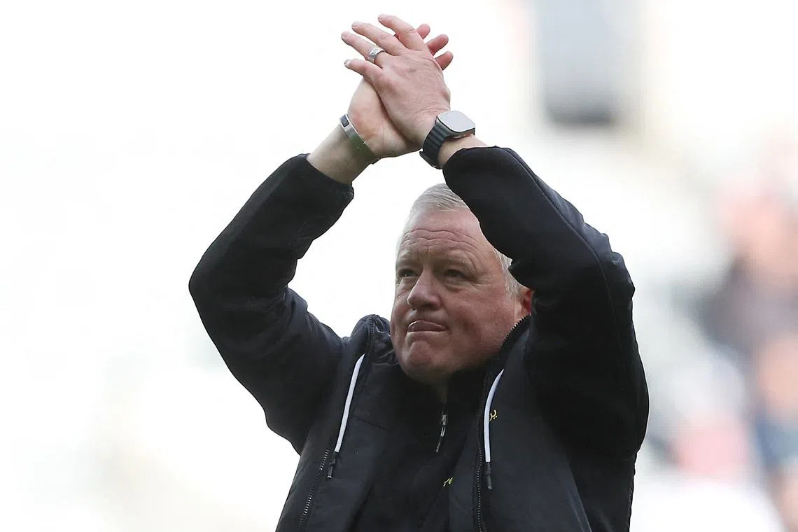 Soccer Football - Premier League - Newcastle United v Sheffield United - St James' Park, Newcastle, Britain - April 27, 2024 Sheffield United manager Chris Wilder looks dejected after the match as Sheffield United are relegated from the Premier League REUTERS/Scott Heppell .