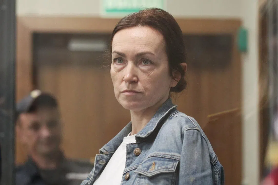 Russian-American journalist for Radio Free Europe/Radio Liberty (RFE/RL) Alsu Kurmasheva, who is in custody after she was accused of violating Russia's law on foreign agents, attends a court hearing in Kazan, Russia May 31, 2024. REUTERS/Alexey Nasyrov/File Photo