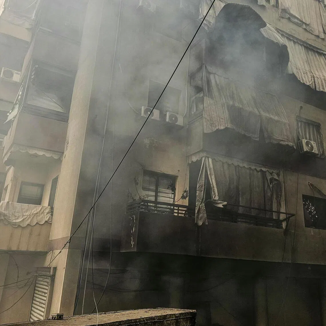 Smoke billows from the site of an overnight Israeli airstrike in the Haret Hreik neighbourhood of Beirut’s southern suburbs on April 3.