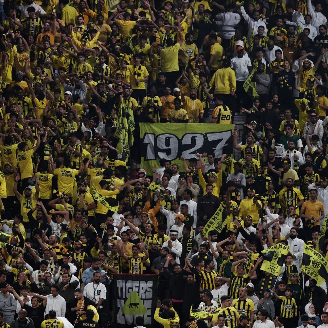 Soccer Football - Saudi Pro League - Al Hilal v Al Ittihad - Kingdom Arena, Riyadh, Saudi Arabia - February 21, 2026 Al Ittihad fans REUTERS/Stringer
