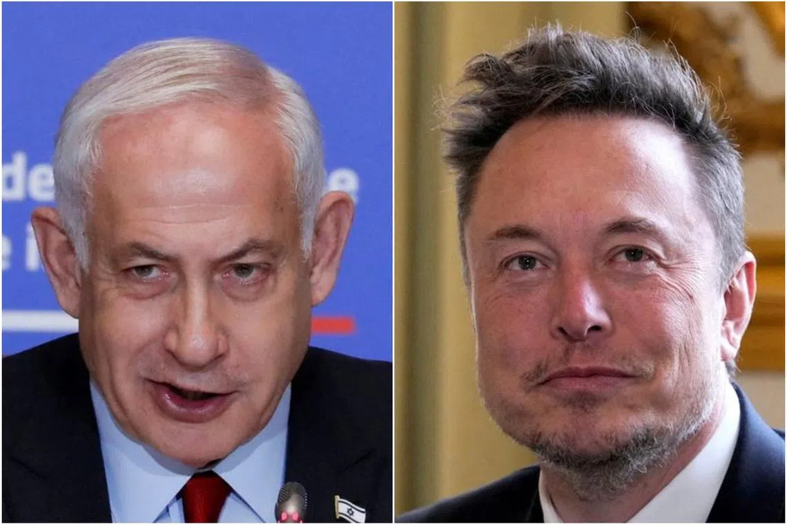Israeli PM Benjamin Netanyahu (left) and Mr Elon Musk discussed how to harness the benefits of the rapid advancement of artificial intelligence.
