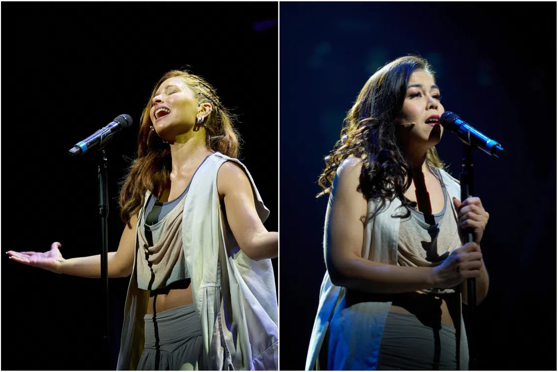 Singaporean singer Tabitha Nauser (left) and Frances Lee as Mary Magdalene in the musical Jesus Christ Superstar.
