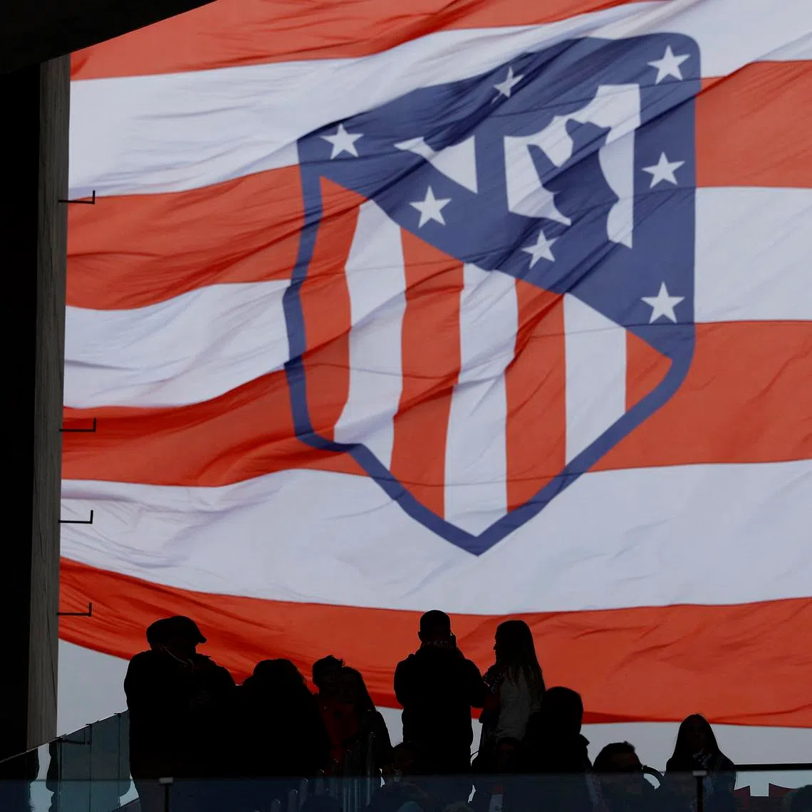 Soccer Football - LaLiga - Atletico Madrid v Real Betis - Metropolitano, Madrid, Spain - March 3, 2024 Atletico Madrid fans display a flag in the stands before the match. REUTERS/Juan Medina