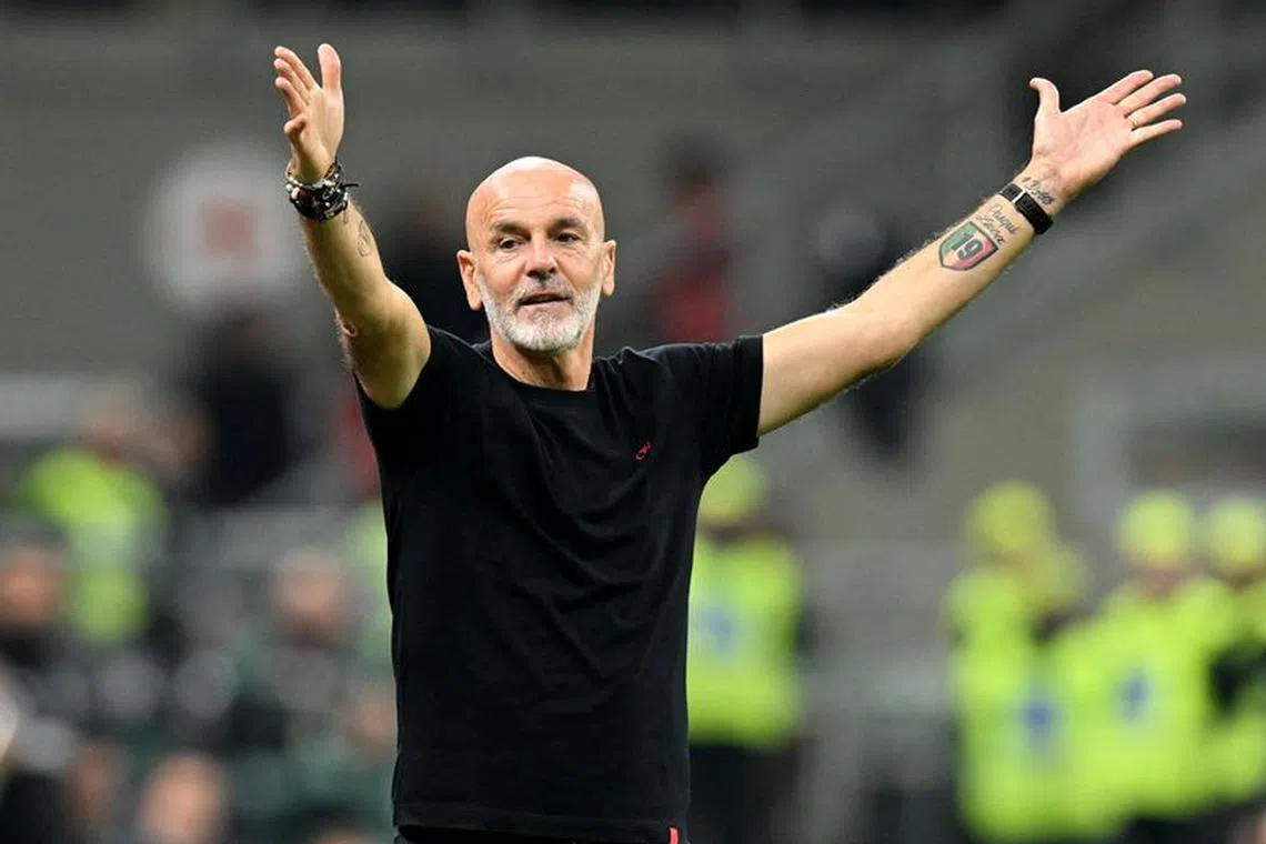Soccer Football - Serie A - AC Milan v Juventus - San Siro, Milan, Italy - October 22, 2023 AC Milan coach Stefano Pioli reacts REUTERS/Daniele Mascolo