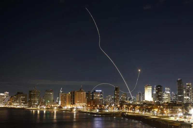 An interception attempt is made by Israel as missiles are launched from Iran in Tel Aviv, Israel, on March 1, 2026.