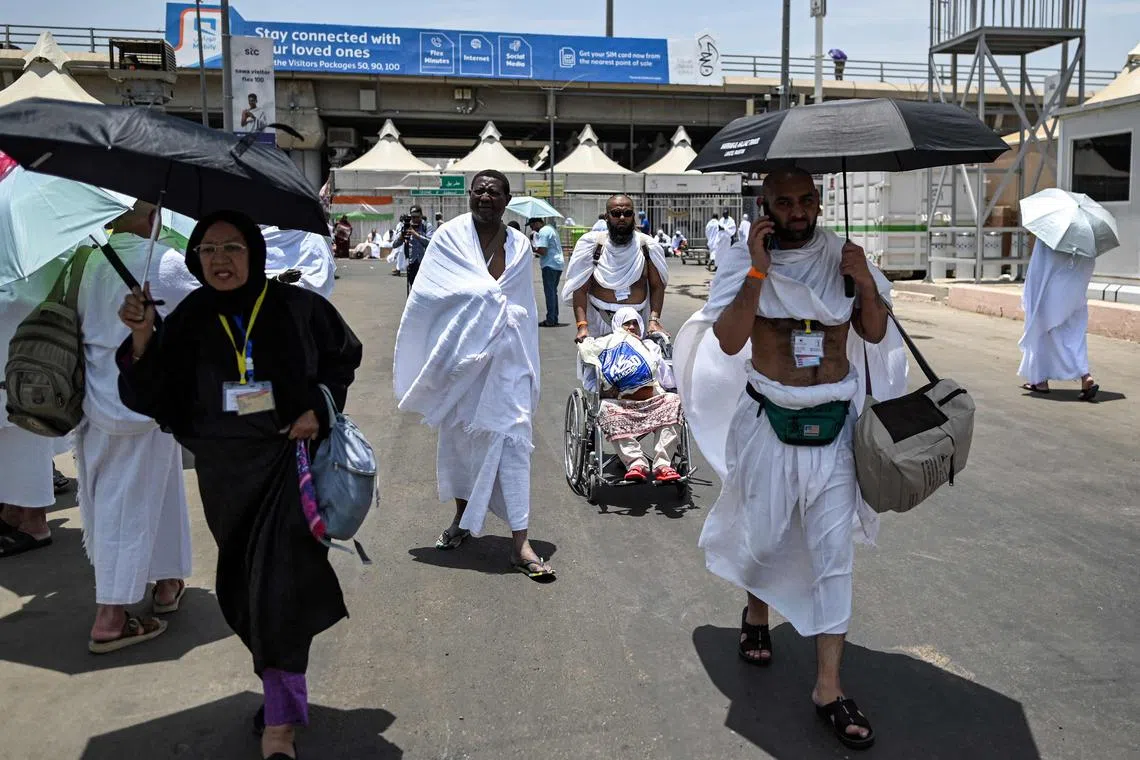 Pilgrims in robes and sandals, many carrying umbrellas against the beating sun, undertook the journey on foot.