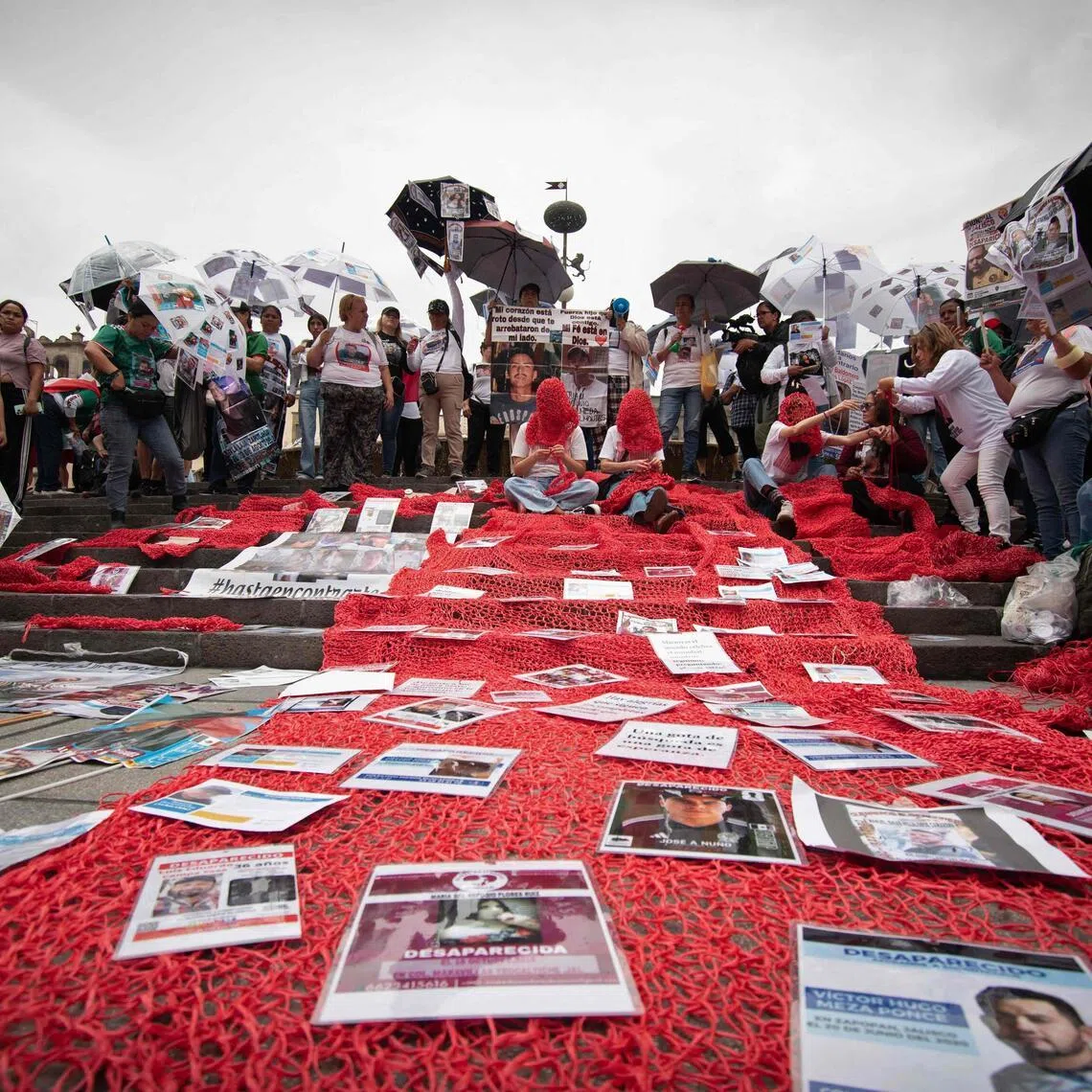 Relatives of missing persons and members of search collectives protest during the opening of the FIFA World Cup 2026 in Mexico on June 11.