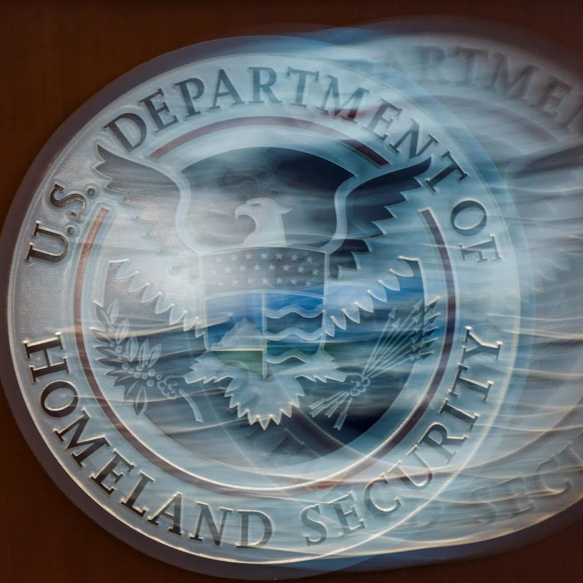 FILE PHOTO: A view shows the U.S. Department of Homeland Security signage in New York City, U.S., July 21, 2025. REUTERS/Jeenah Moon/File Photo