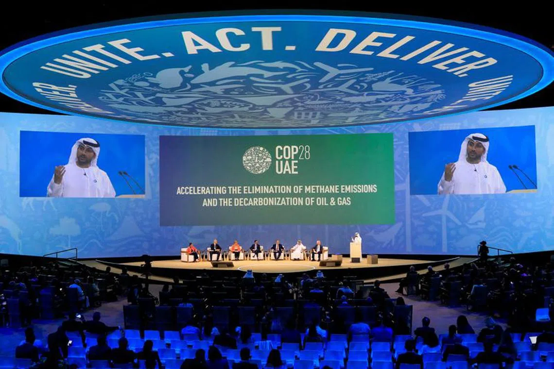 FILE PHOTO: Head of Strategy, Energy Transition of the Office of the UAE Special Envoy for Climate Change, Abdulla Malek addresses the panellists at the opening ceremony for Energy Day during the United Nations Climate Change Conference COP28 in Dubai, United Arab Emirates December 5, 2023. REUTERS/Thomas Mukoya/File Photo