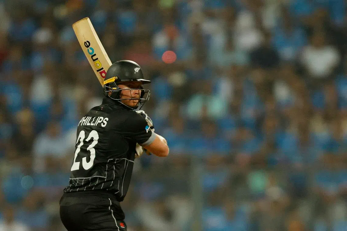 Cricket - ICC Cricket World Cup 2023 - Semi-Final - India v New Zealand - Wankhede Stadium, Mumbai, India - November 15, 2023 New Zealand's Glenn Phillips in action REUTERS/Francis Mascarenhas