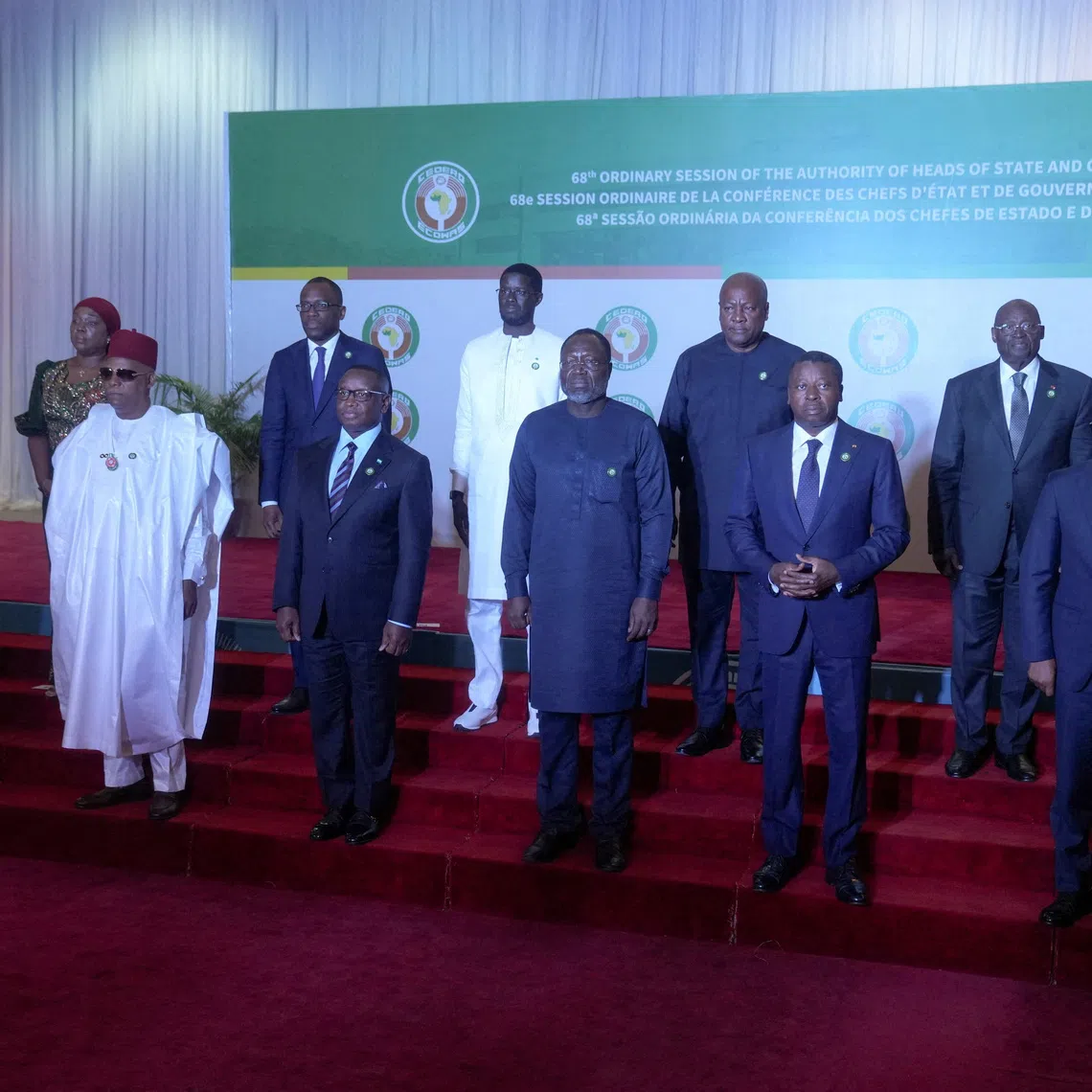 ECOWAS heads of state and representatives pose for a group photograph during the 68th Ordinary Session of the ECOWAS Authority of Heads of State and Government in Abuja, Nigeria, December 14, 2025. REUTERS/Marvellous Durowaiye