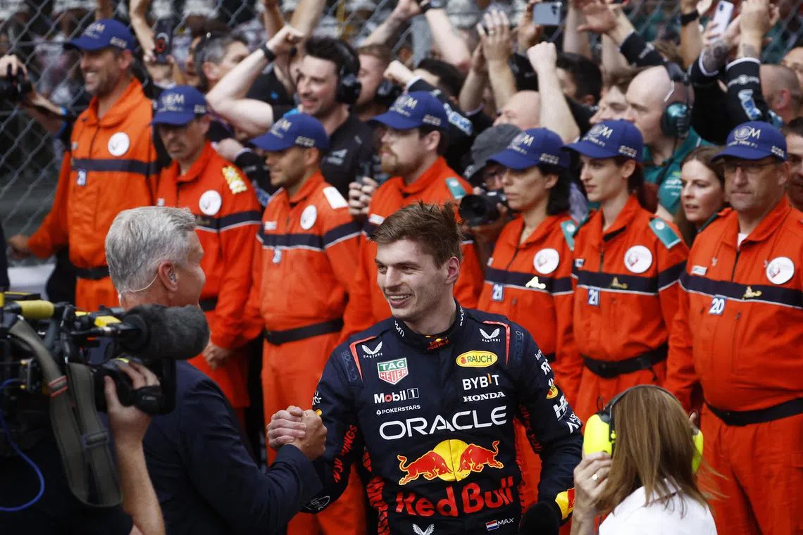 Red Bull's Max Verstappen is all smiles after winning the Monaco F1 Grand Prix on May 28, 2023.