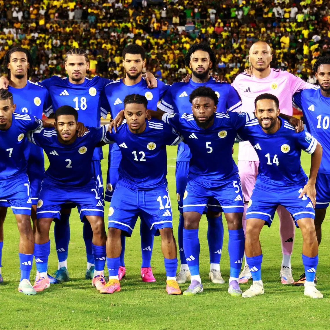 FILE PHOTO: Soccer Football - FIFA World Cup - CONCACAF Qualifiers - Group B - Jamaica v Curacao - National Stadium Independence Park, Kingston, Jamaica - November 18, 2025 Curacao players pose for a team group photo before the match REUTERS/Gilbert Bellamy/File Photo