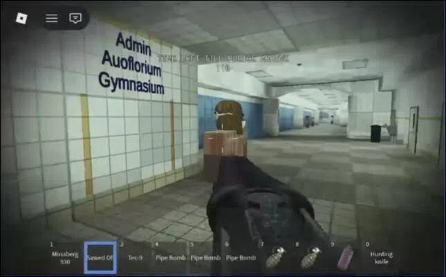 A screengrab image of the boy’s first-person shooter gameplay on Roblox.