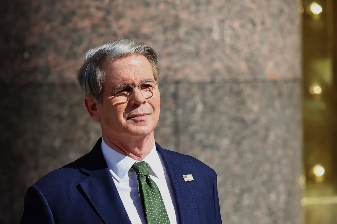 U.S. Secretary of the Treasury Scott Bessent leaves the Economy Ministry building, days after Argentine President Javier Milei’s administration sealed a new loan deal with the IMF, in Buenos Aires, Argentina April 14, 2025. REUTERS/Agustin Marcarian