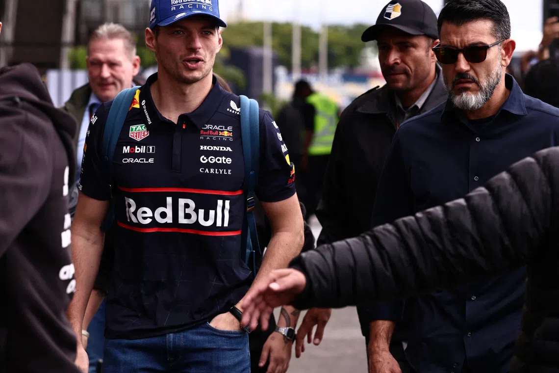 Formula One F1 - Sao Paulo Grand Prix - Autodromo Jose Carlos Pace, Sao Paulo, Brazil - November 9, 2025 Red Bull's Max Verstappen arrives ahead of the race REUTERS/Jean Carniel