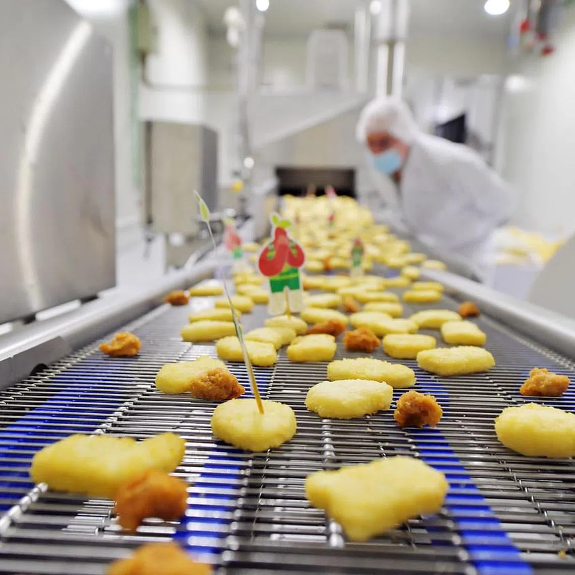 A fully automated production line at Growthwell Foods' new Innovation and R&D Manufacturing Centre in JTC Foodhub Senoko on Nov 24, 2021.