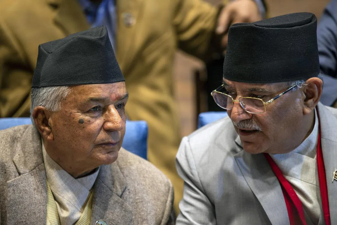 Prime Minister Pushpa Kamal Dahal (R) said he would support Ram Chandra Paudel (L) from the opposition Nepali Congress party in next month’s presidential election.