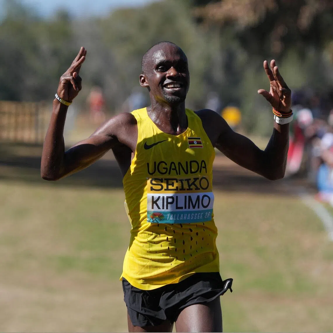 Jacob Kiplimo of Uganda winning the men's senior race in 28:18 at the World Athletics Cross Country Championships at Apalachee Regional Park in Maimi on Jan 10.