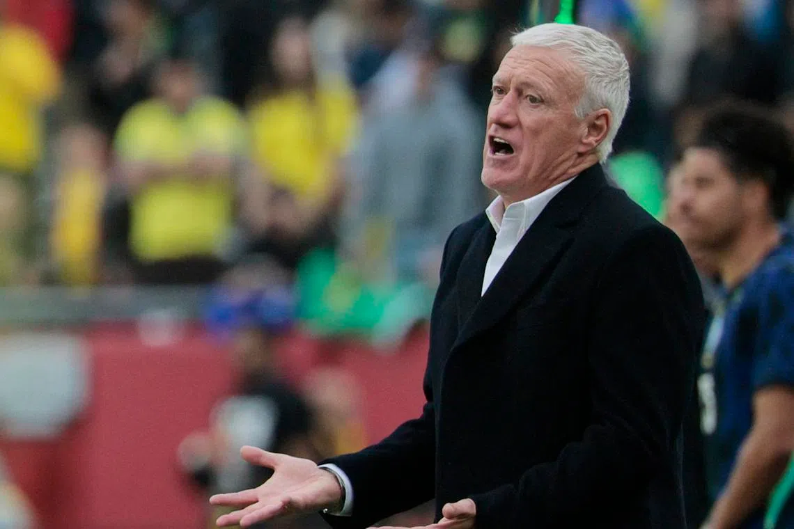 Soccer Football - International Friendly - Brazil v France - Boston Stadium, Foxborough, Massachusetts, U.S. - March 26, 2026 France coach Didier Deschamps reacts REUTERS/Brian Snyder
