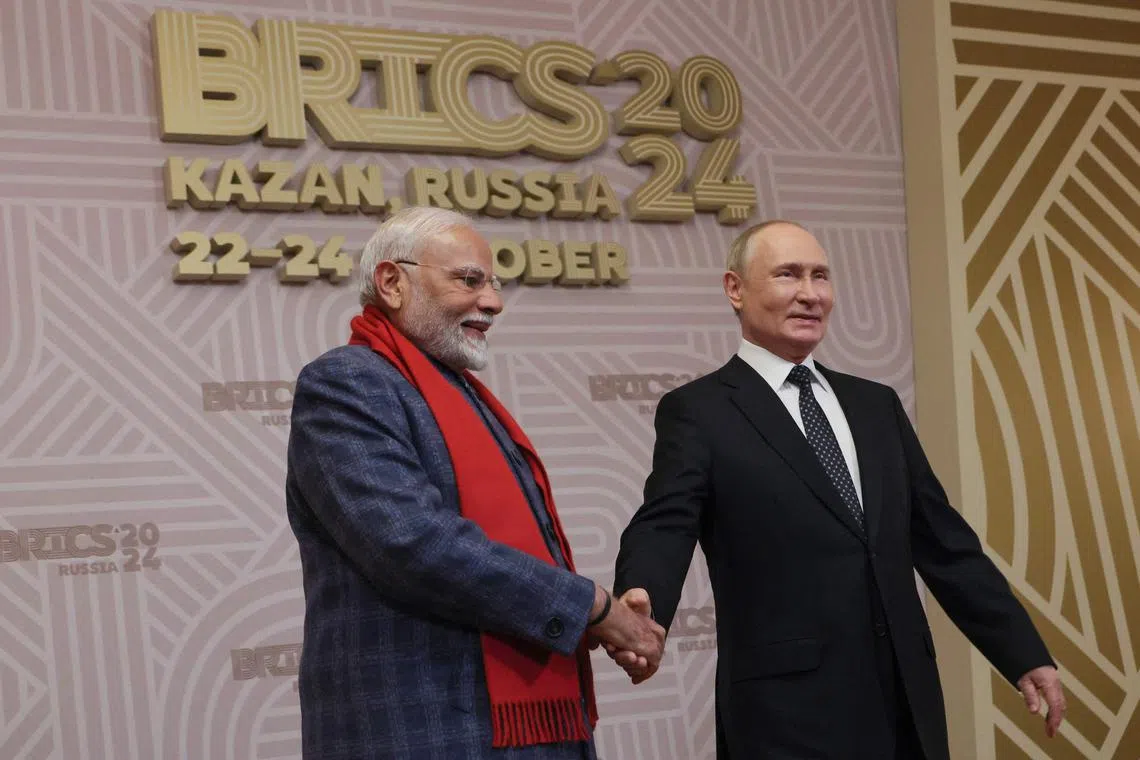 Mr Putin and Mr Modi held talks when Russia hosted the summit of Brics states in October. 